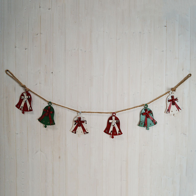 Distressed Colourful Metal Bell Garland detail page